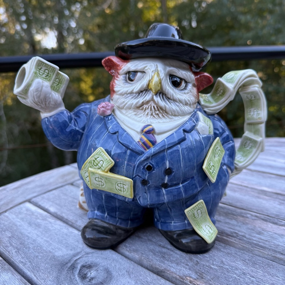 Fitz & Floyd Owl Capone Teapot from the Birdbrains Collection